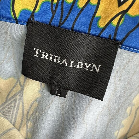 Tribalbyn Zambia African Print Blue Gold Matching Two Piece Set Size L New - Picture 10 of 16